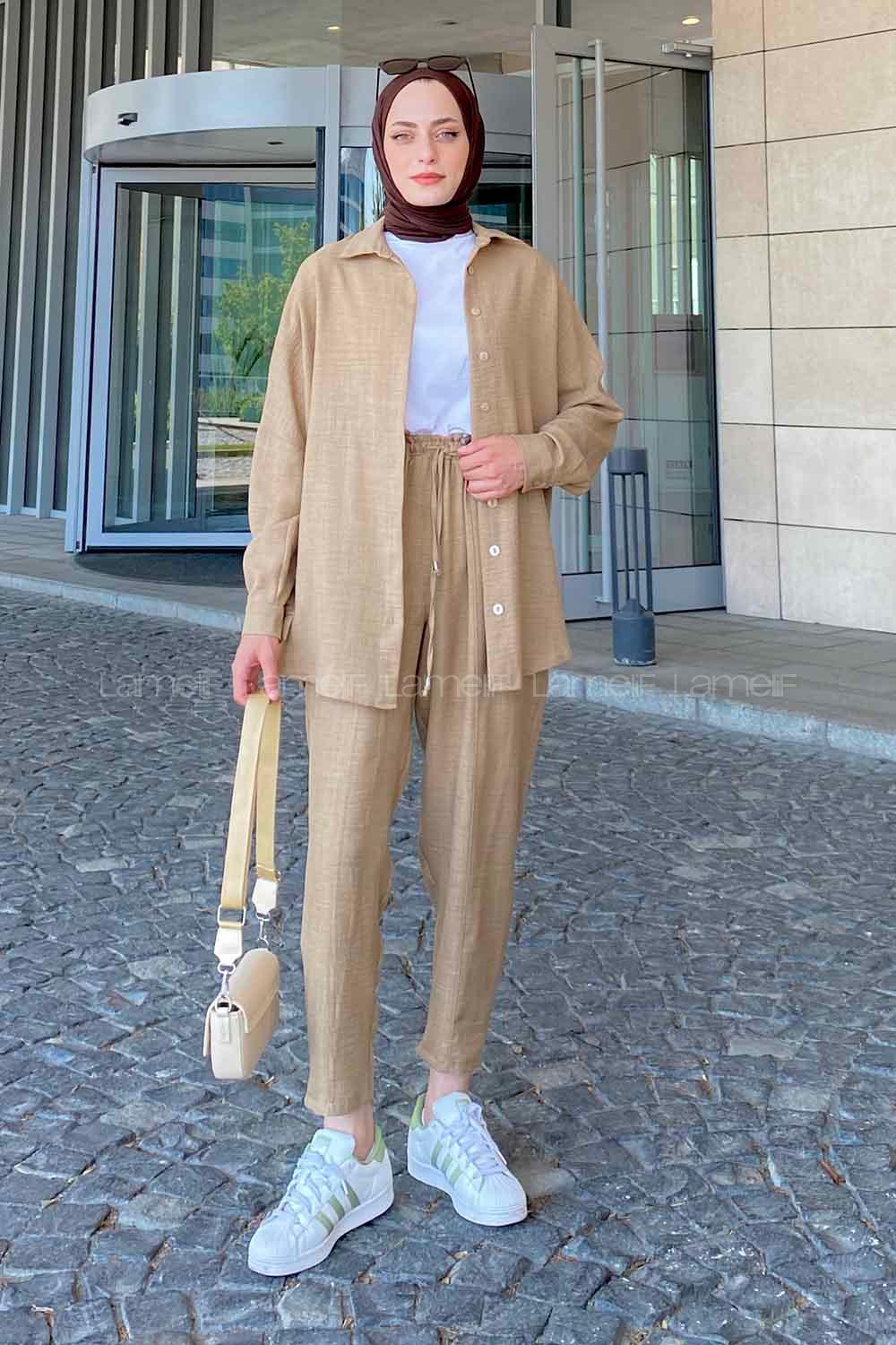 Mink Shirt Collar Bat Sleeve Arm Without Accessories Linen Trousers Linen Suit