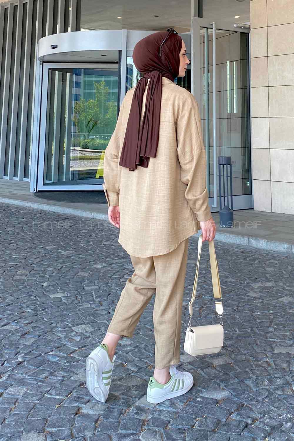 Mink Shirt Collar Bat Sleeve Arm Without Accessories Linen Trousers Linen Suit