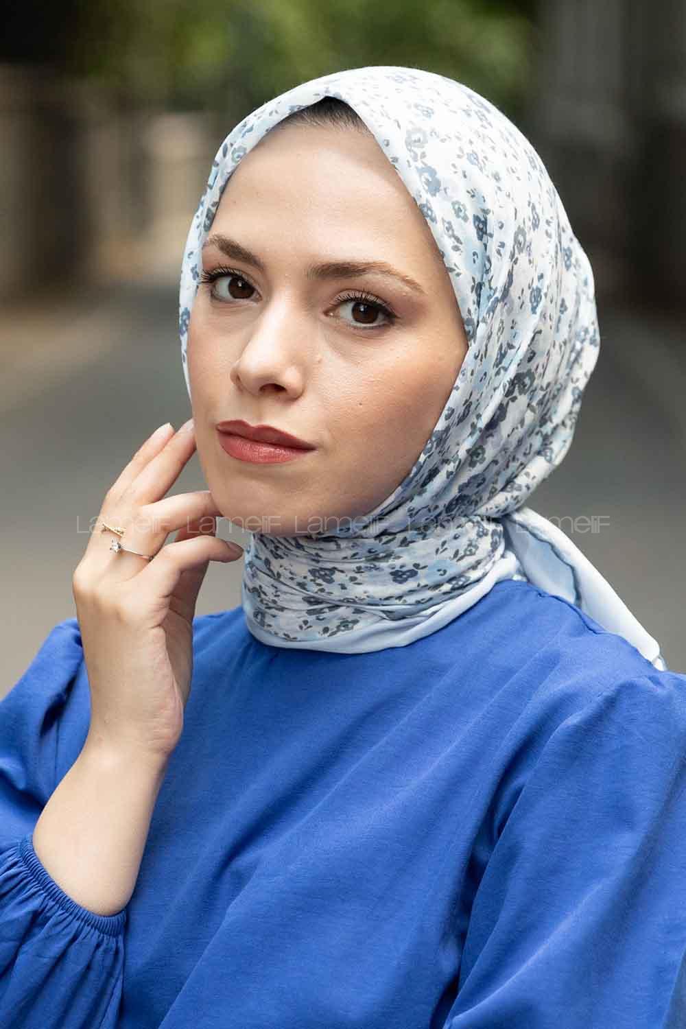 Petrol Blue Cotton Fabric Straight Scarf