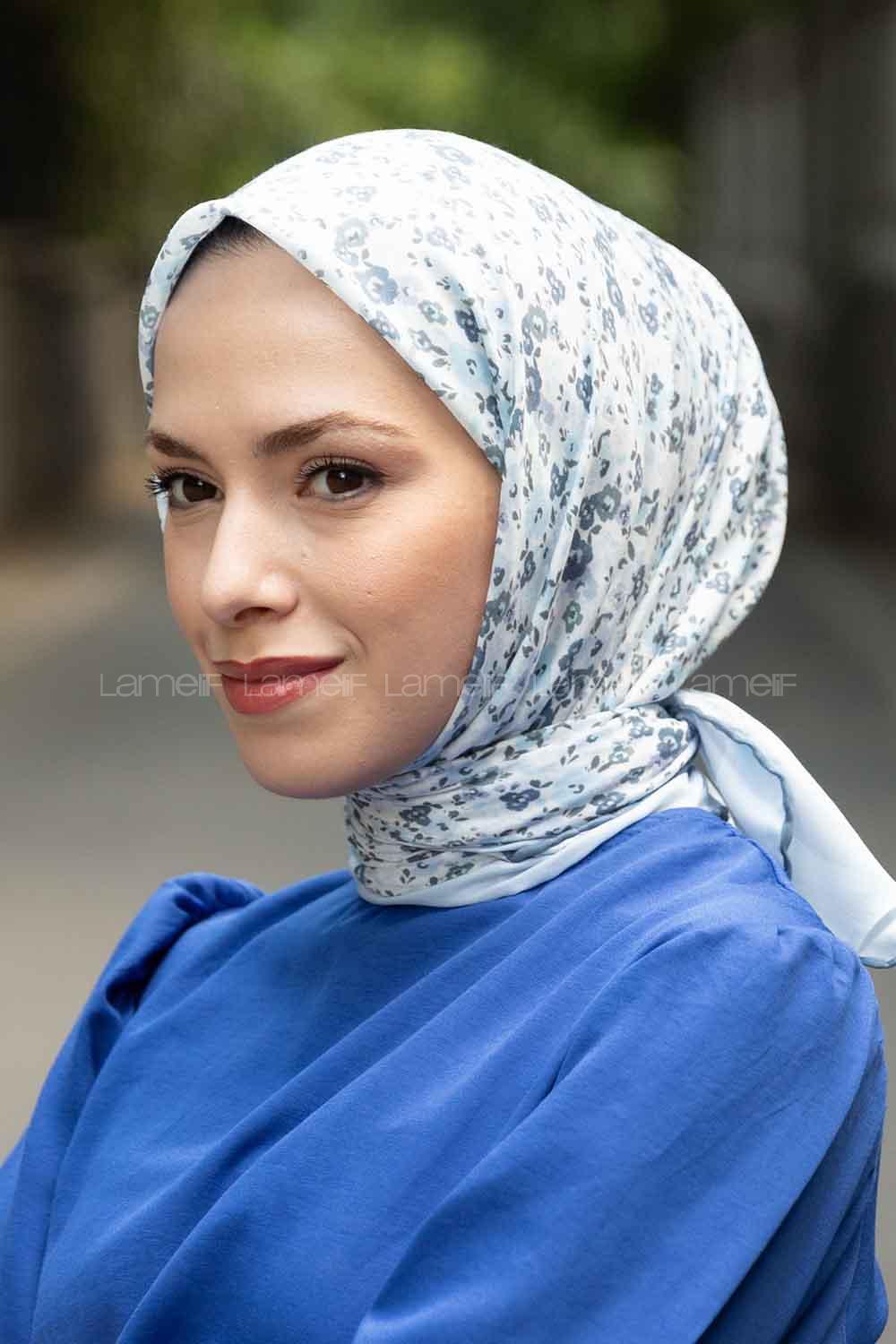 Petrol Blue Cotton Fabric Straight Scarf