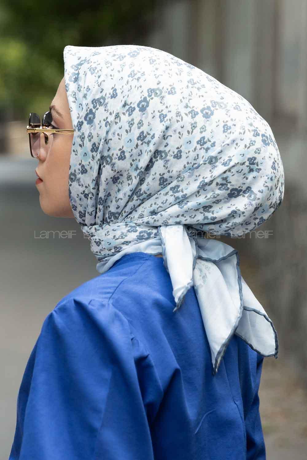 Petrol Blue Cotton Fabric Straight Scarf