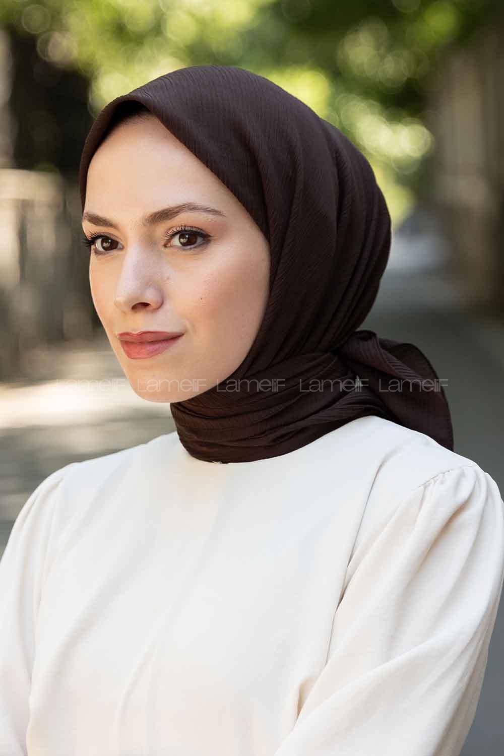 Lamelif Krinkıl Eşarp Acı Kahve