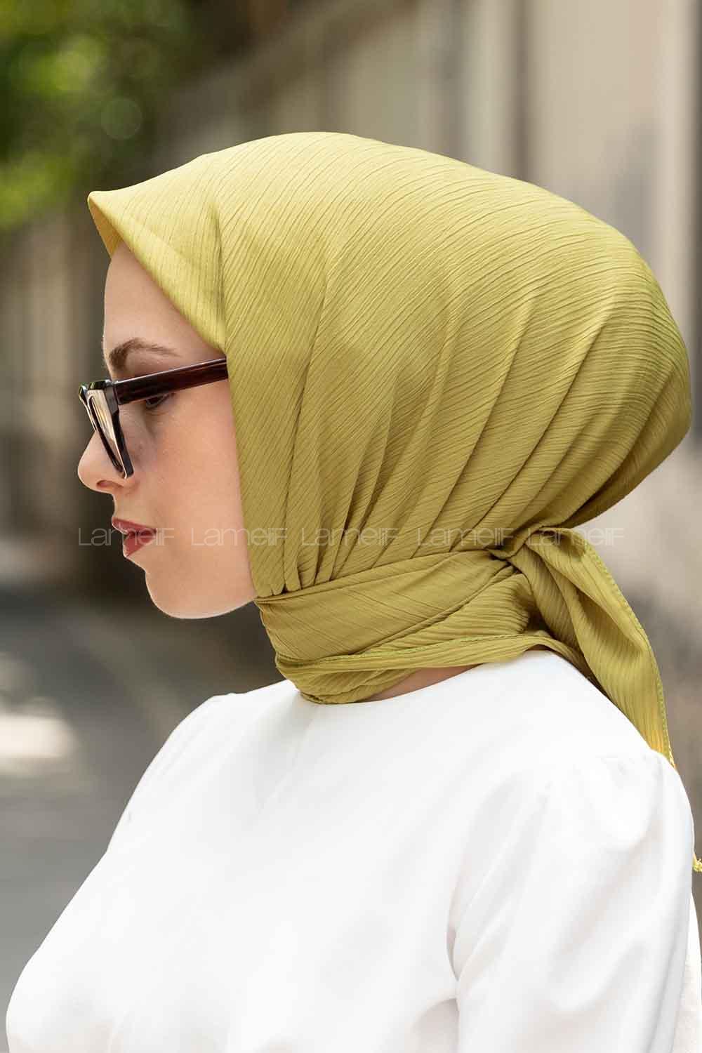 Lamelif Krinkıl Eşarp Yağ Yeşili