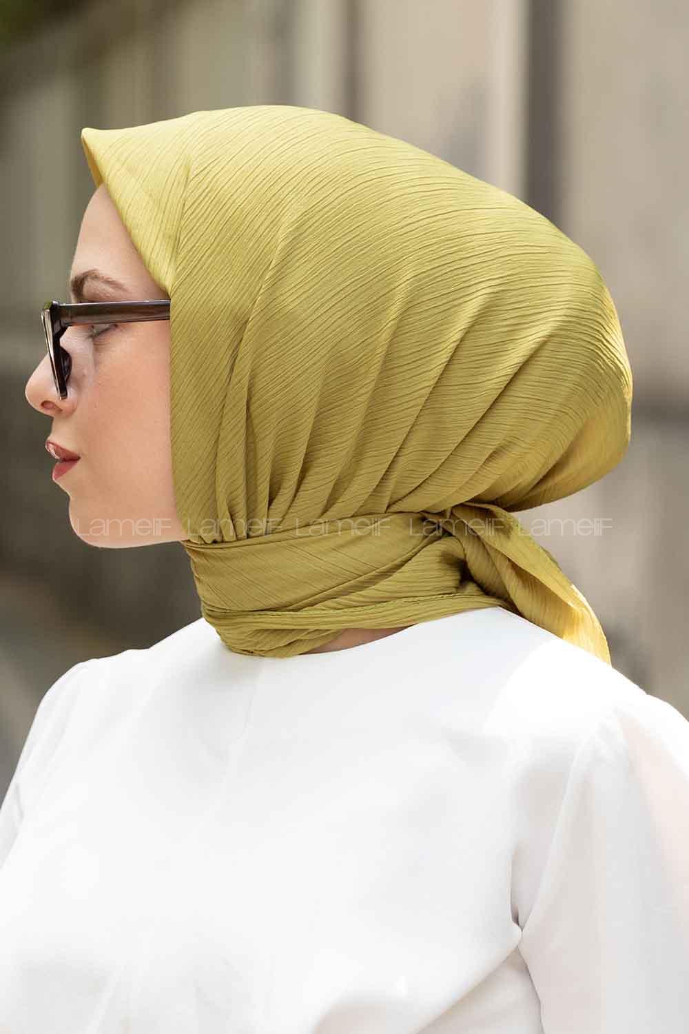 Lamelif Krinkıl Eşarp Yağ Yeşili