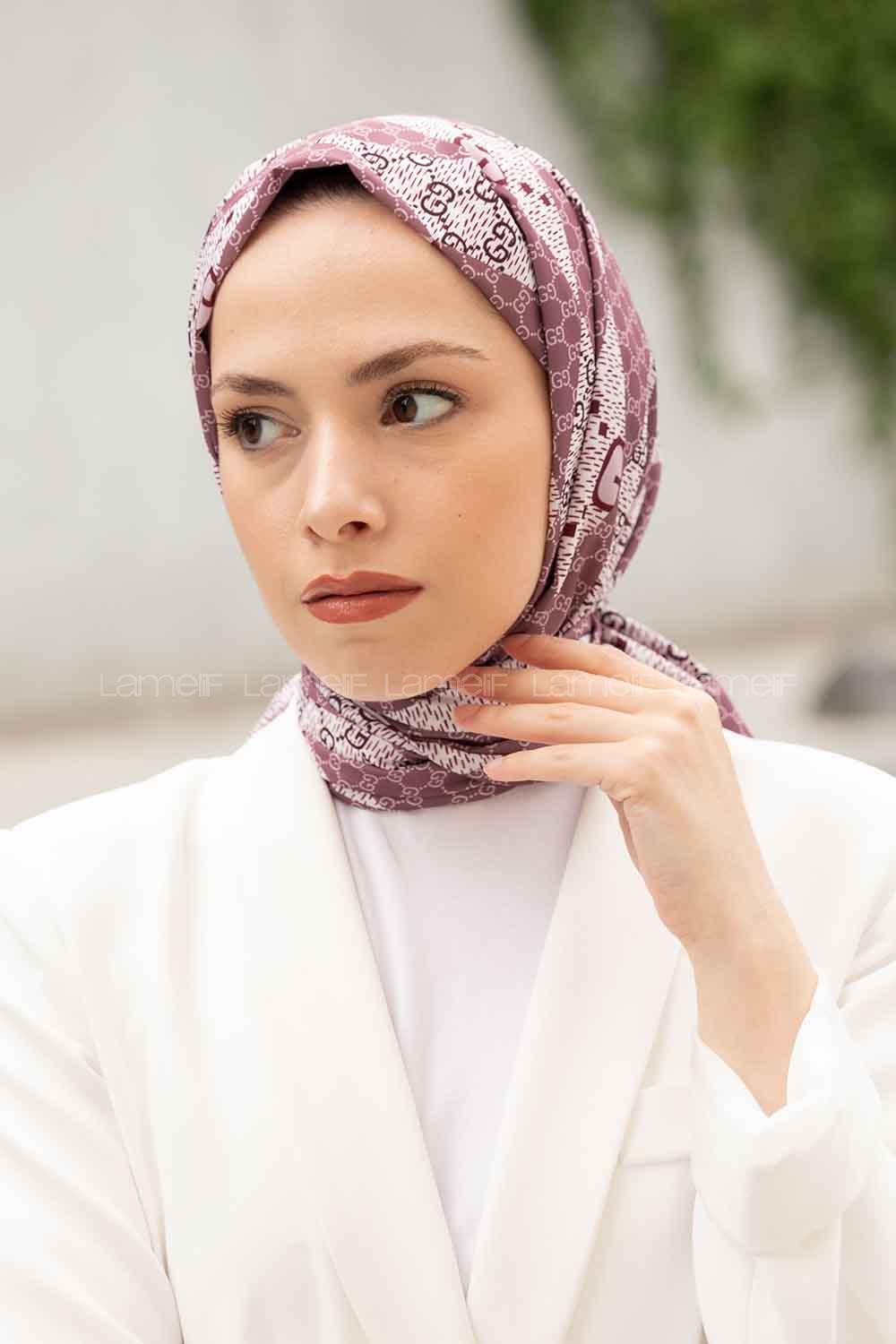 Lamelif Gücci Desen Mos Serisi Şal Gül Kurusu