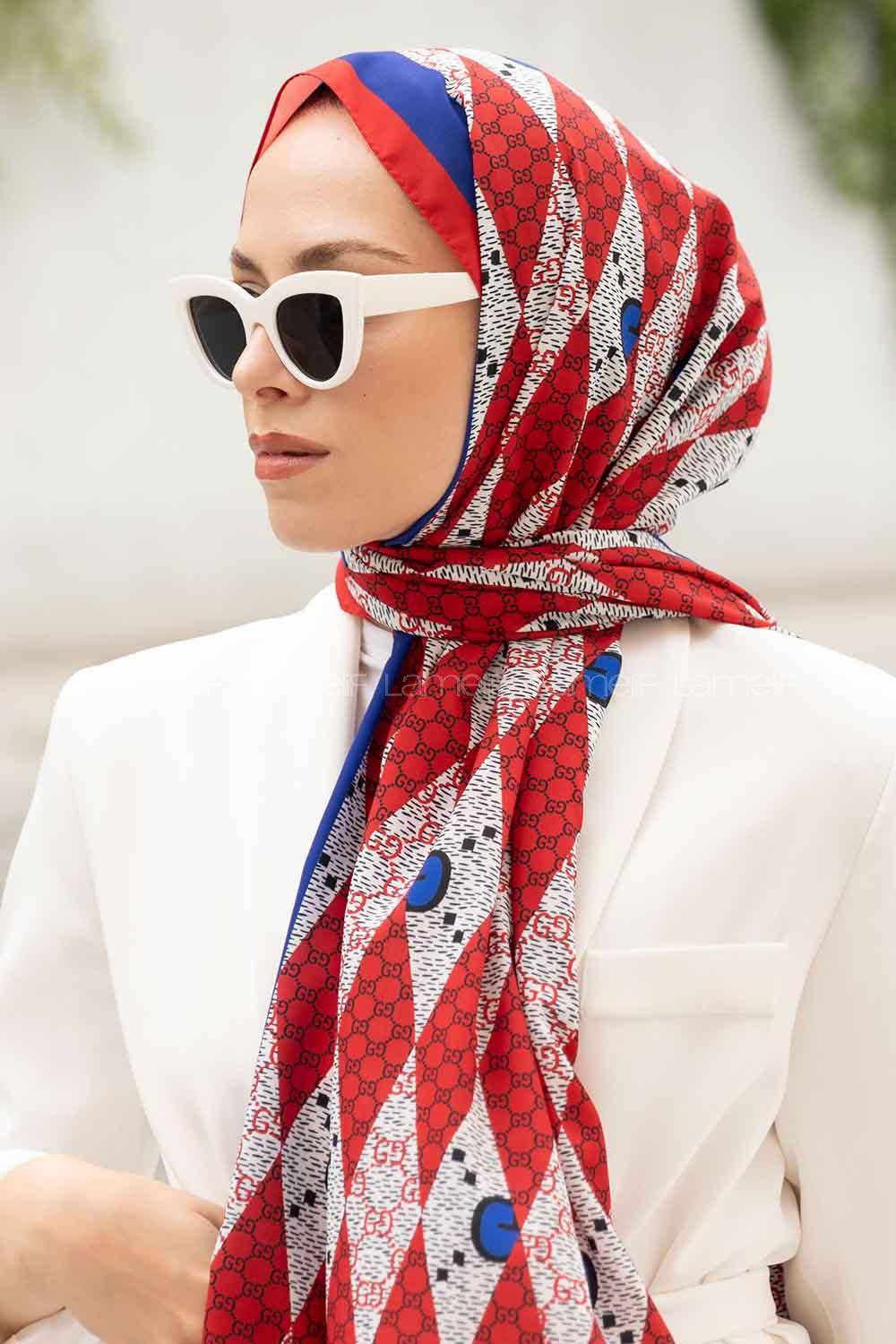 Lamelif Gücci Desen Mos Serisi Şal Kırmızı