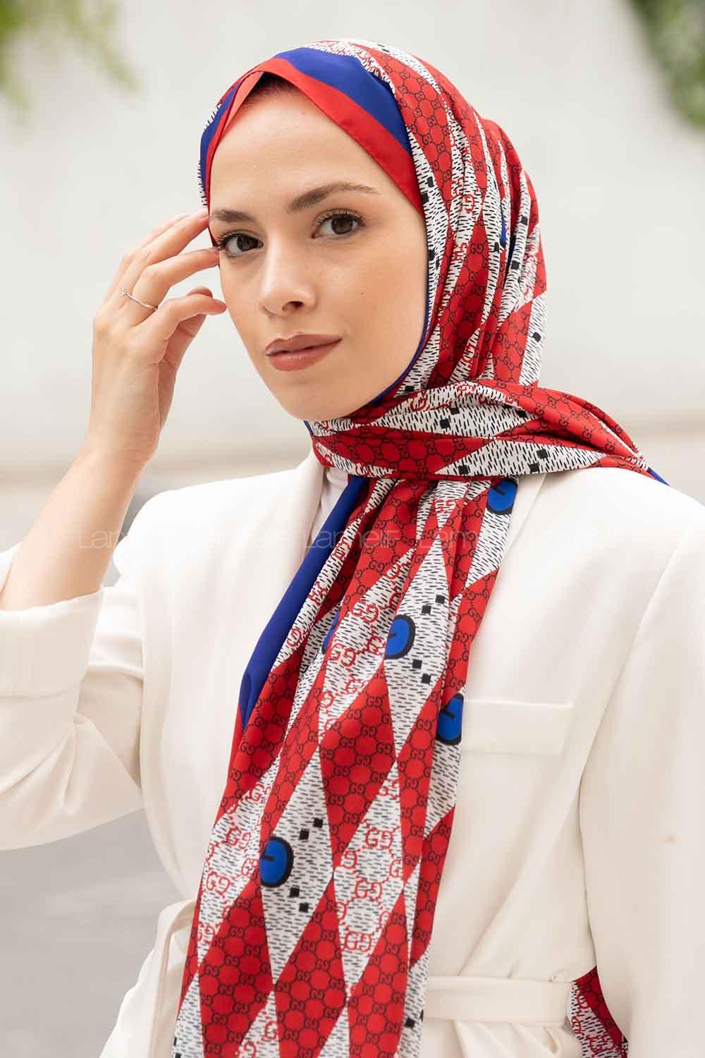 Lamelif Gücci Desen Mos Serisi Şal Kırmızı