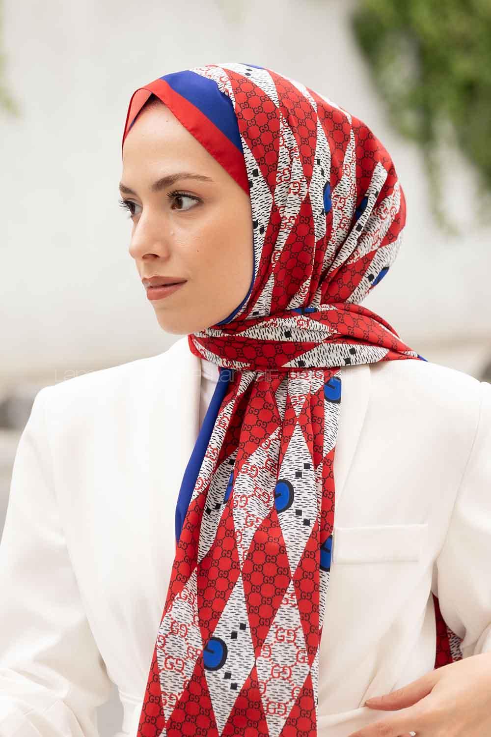 Lamelif Gücci Desen Mos Serisi Şal Kırmızı