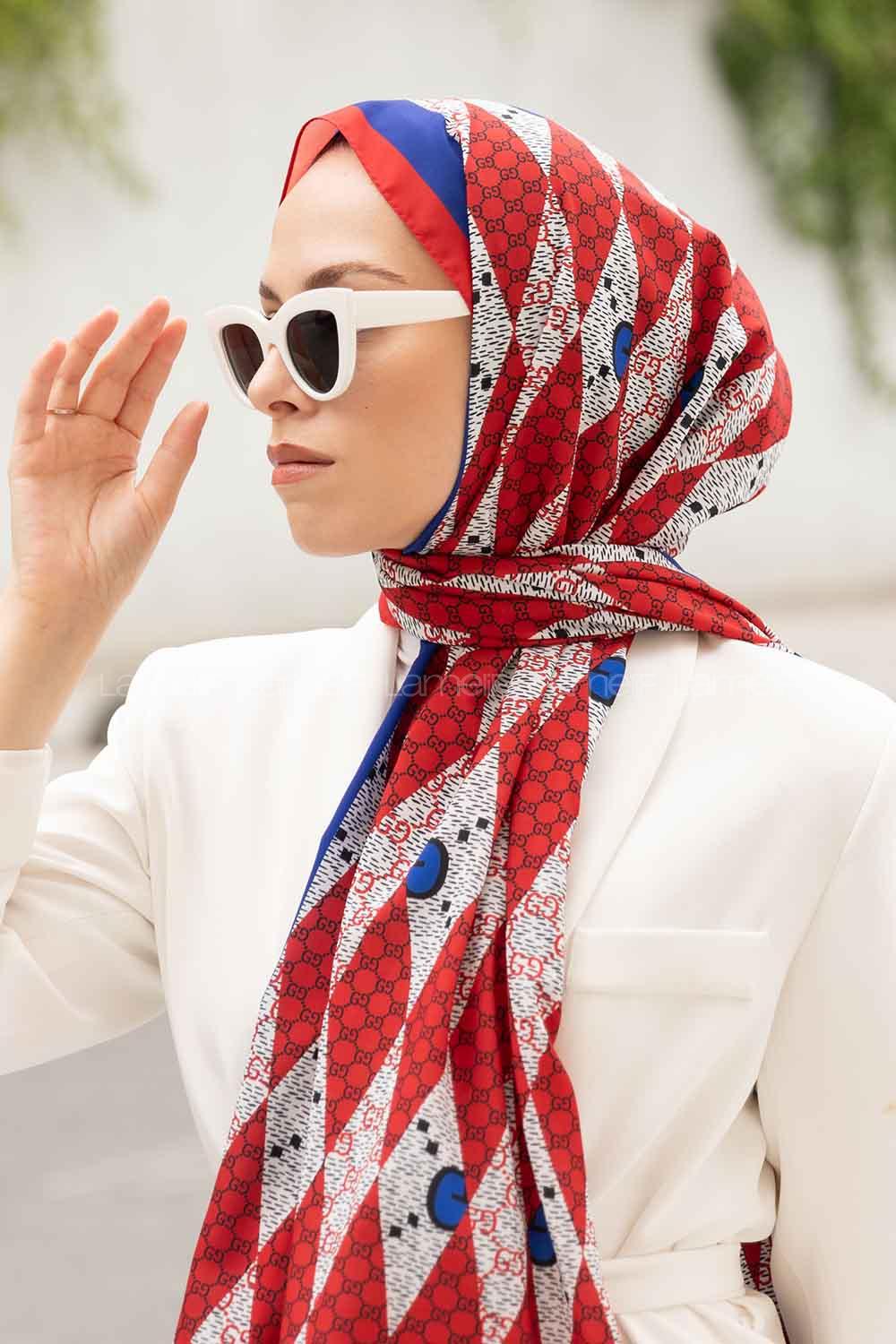 Lamelif Gücci Desen Mos Serisi Şal Kırmızı