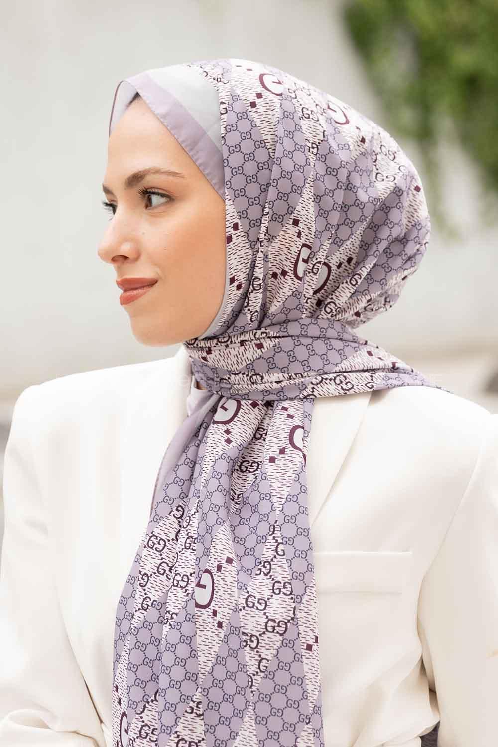 Lamelif Gücci Desen Mos Serisi Şal Leylak