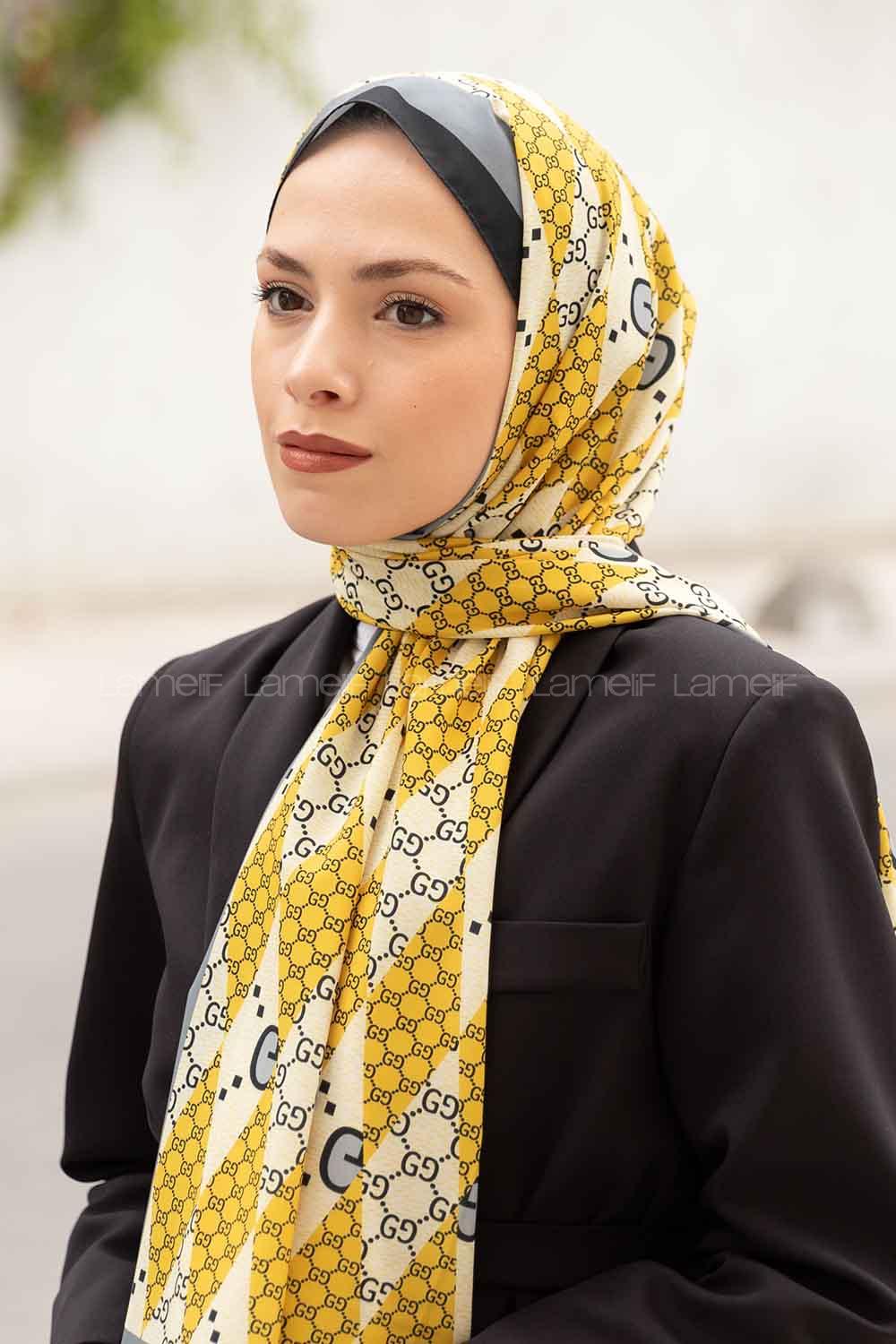 Lamelif Gücci Desen Mos Serisi Şal Sarı