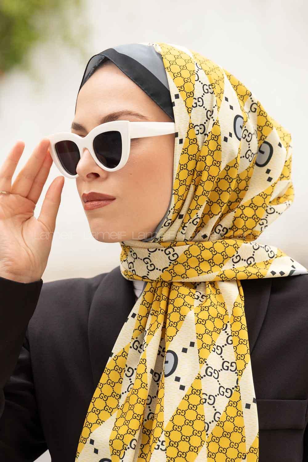 Lamelif Gücci Desen Mos Serisi Şal Sarı