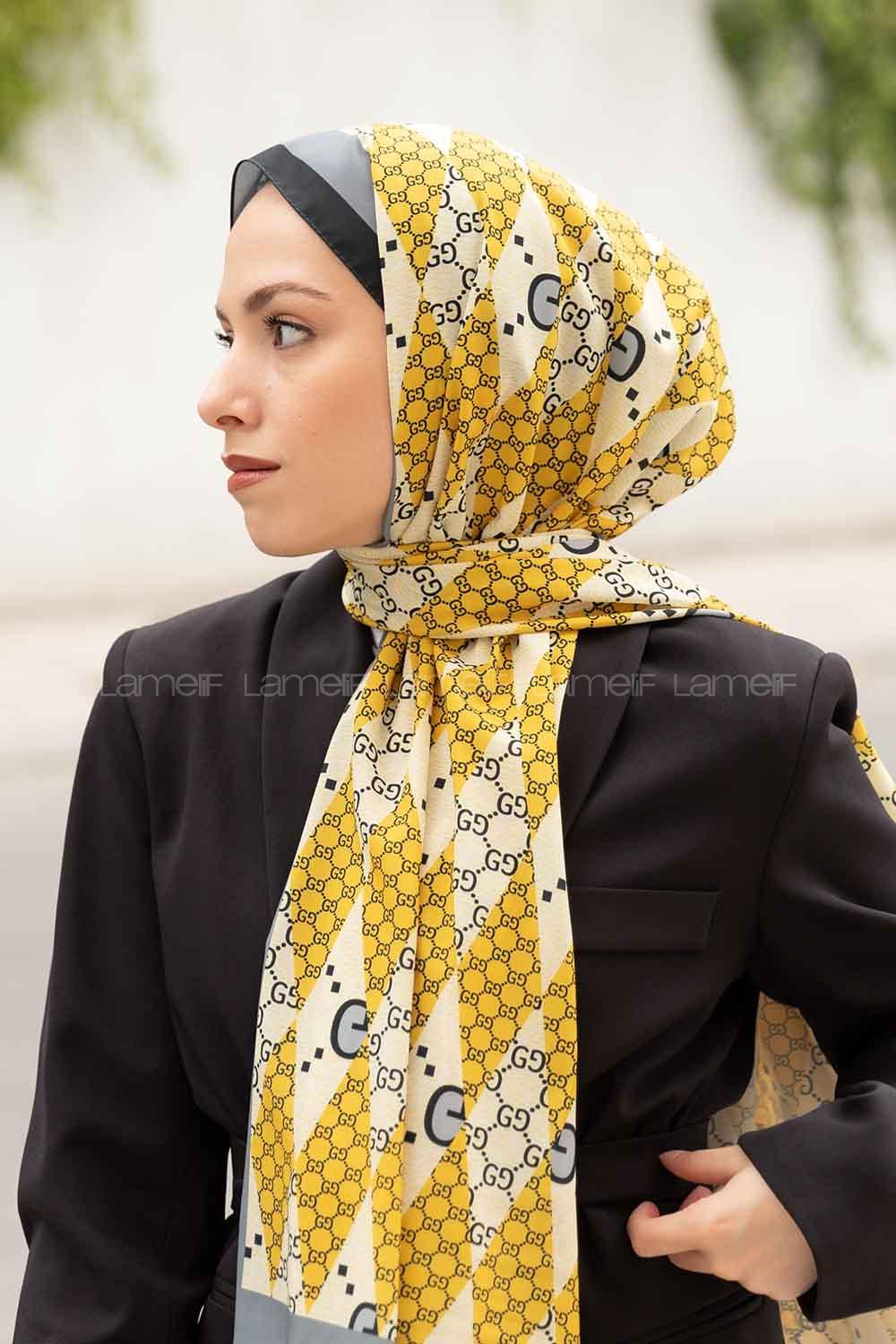 Lamelif Gücci Desen Mos Serisi Şal Sarı