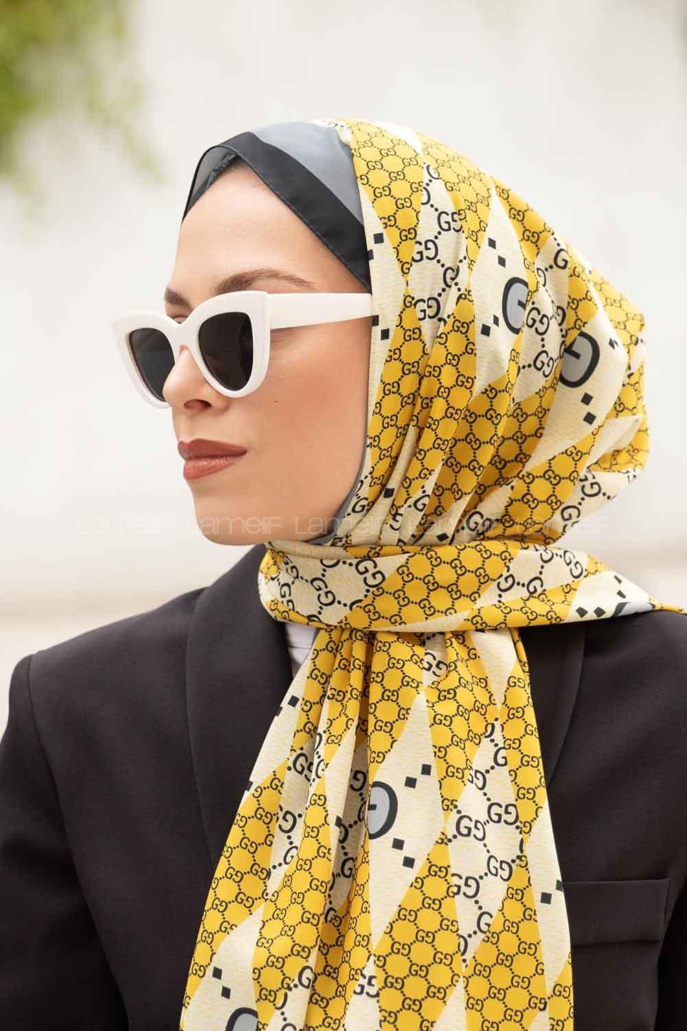 Lamelif Gücci Desen Mos Serisi Şal Sarı