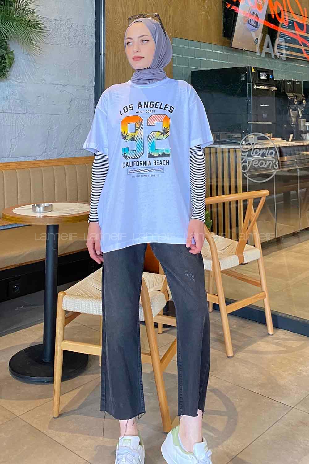 White Crew Neck Short Arm Cotton Printed T-shirt