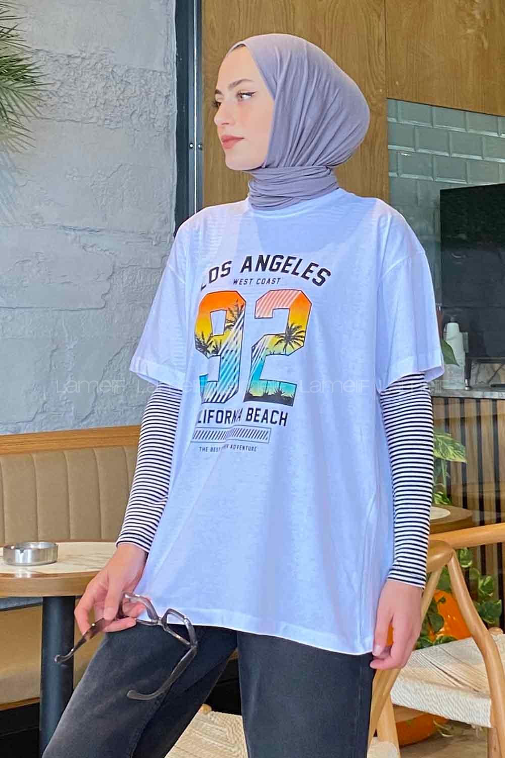 White Crew Neck Short Arm Cotton Printed T-shirt