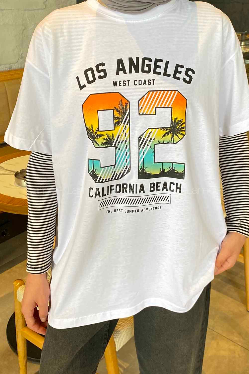 White Crew Neck Short Arm Cotton Printed T-shirt