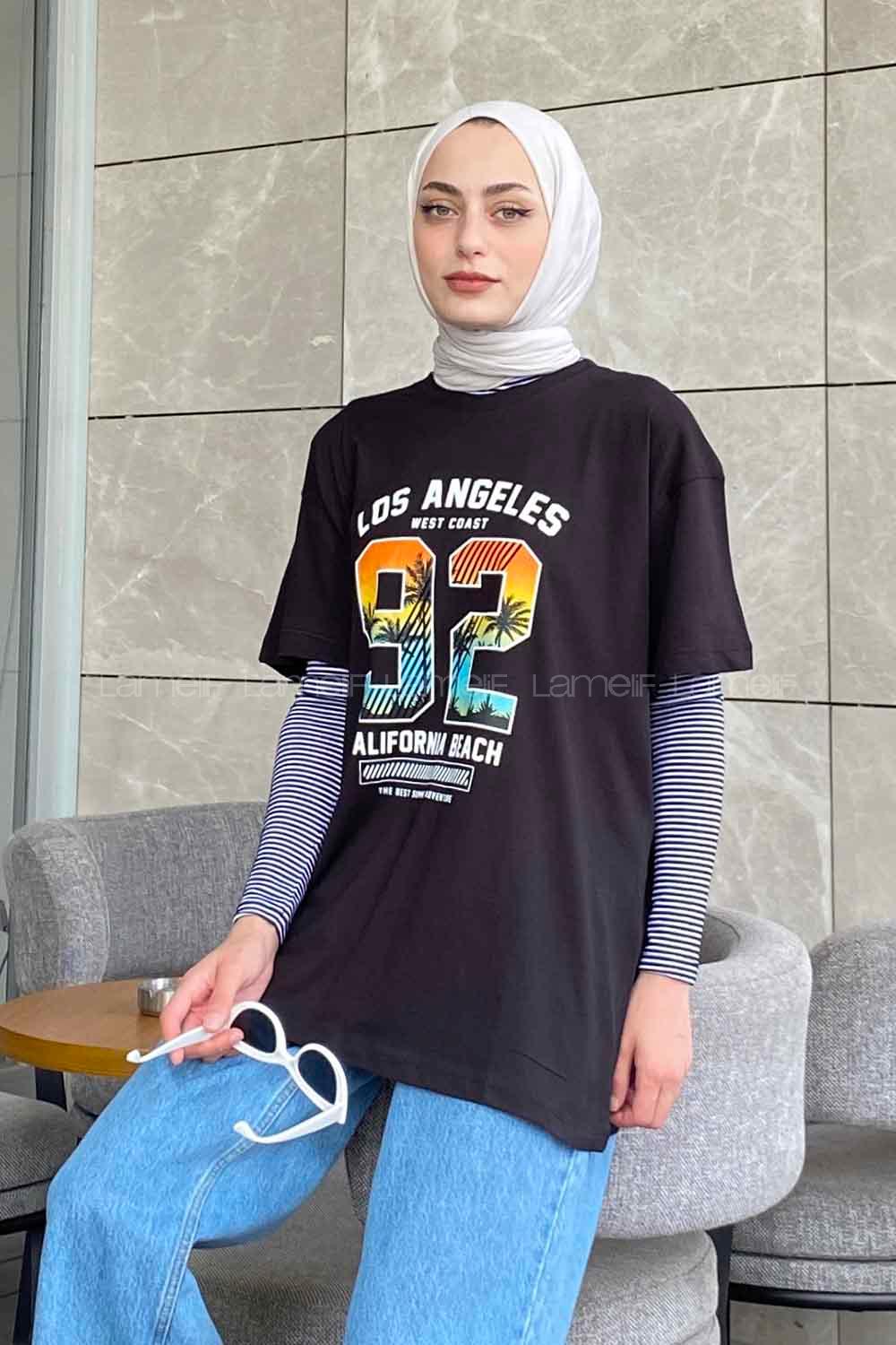 Black Crew Neck Short Arm Cotton Printed T-shirt