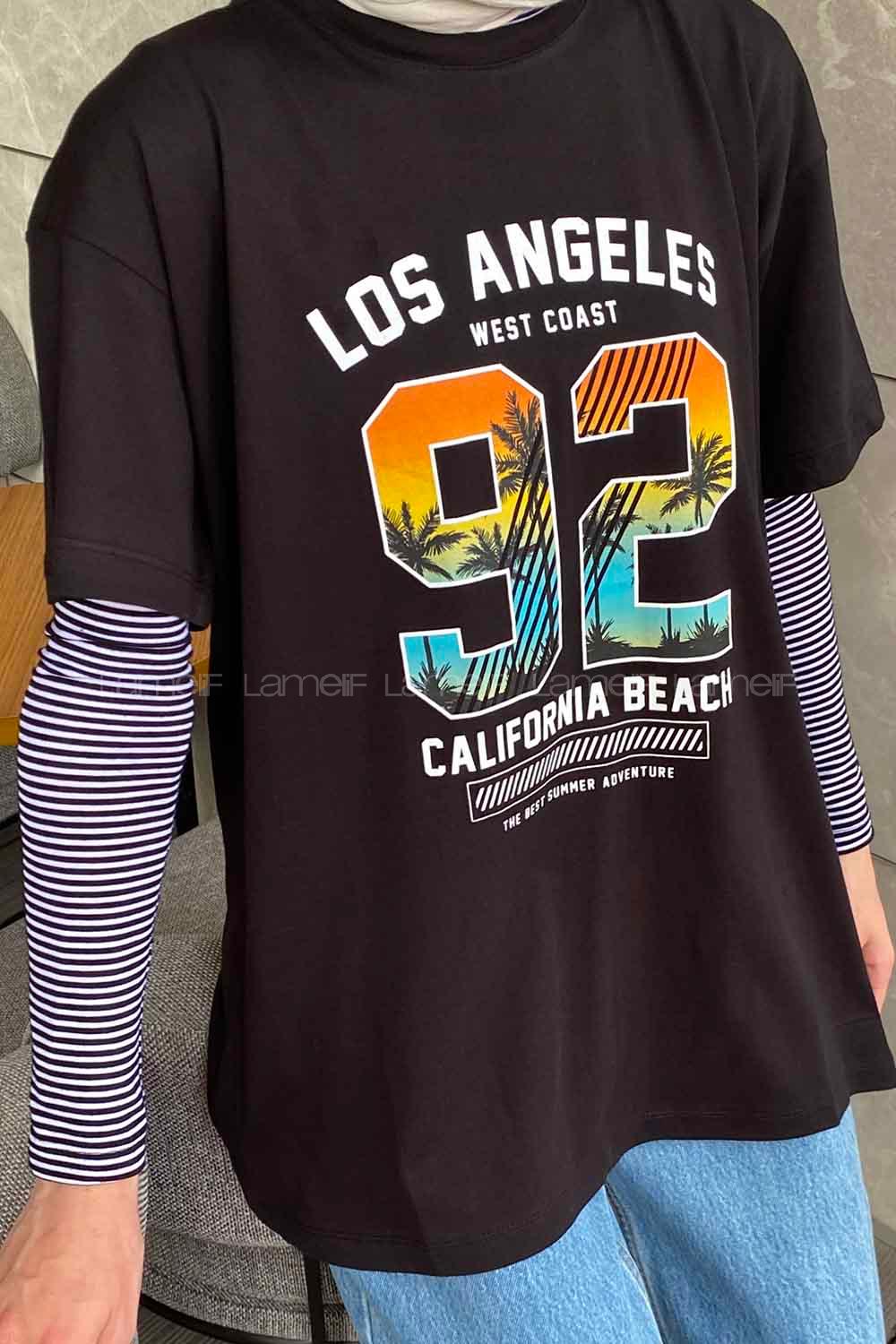 Black Crew Neck Short Arm Cotton Printed T-shirt