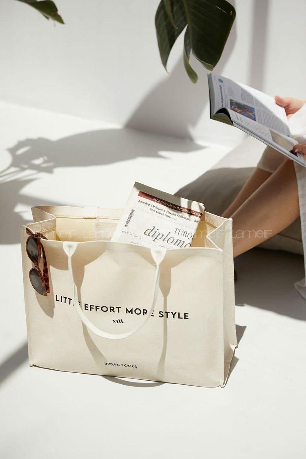 Lamelif Kanvas Plaj Çantası Kadın