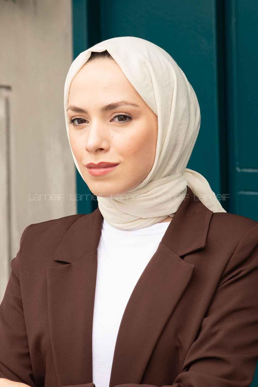 Ecru Cotton Fabric Viscose Fabric Straight Shawl