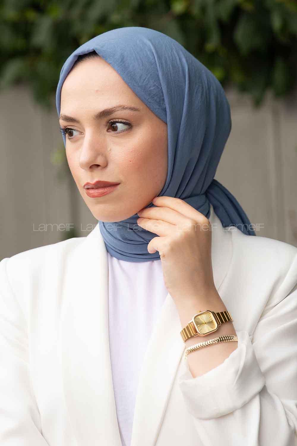 Sky Blue Cotton Fabric Viscose Fabric Straight Shawl