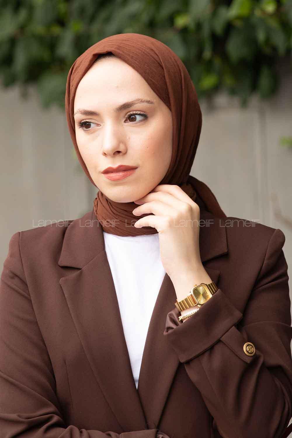 Brown Cotton Fabric Viscose Fabric Straight Shawl
