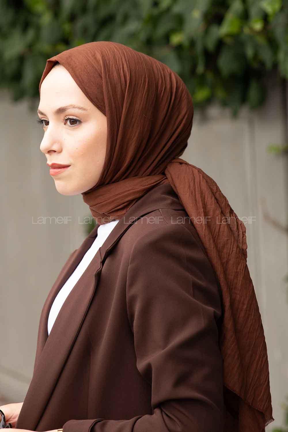 Brown Cotton Fabric Viscose Fabric Straight Shawl