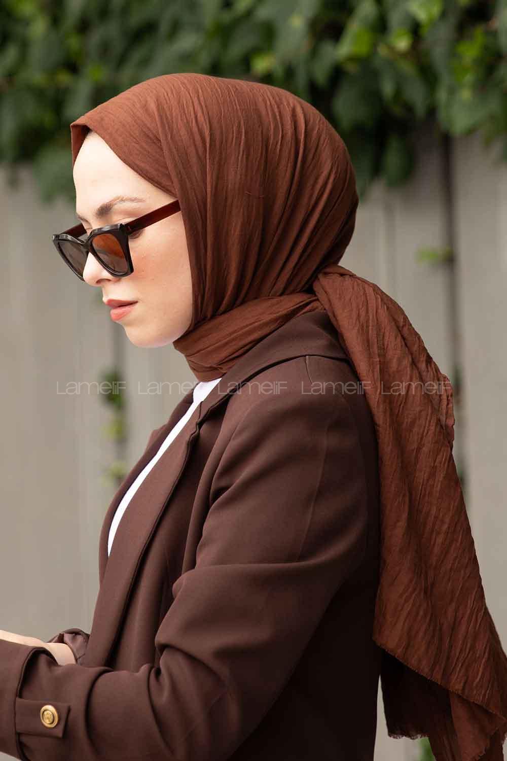 Brown Cotton Fabric Viscose Fabric Straight Shawl