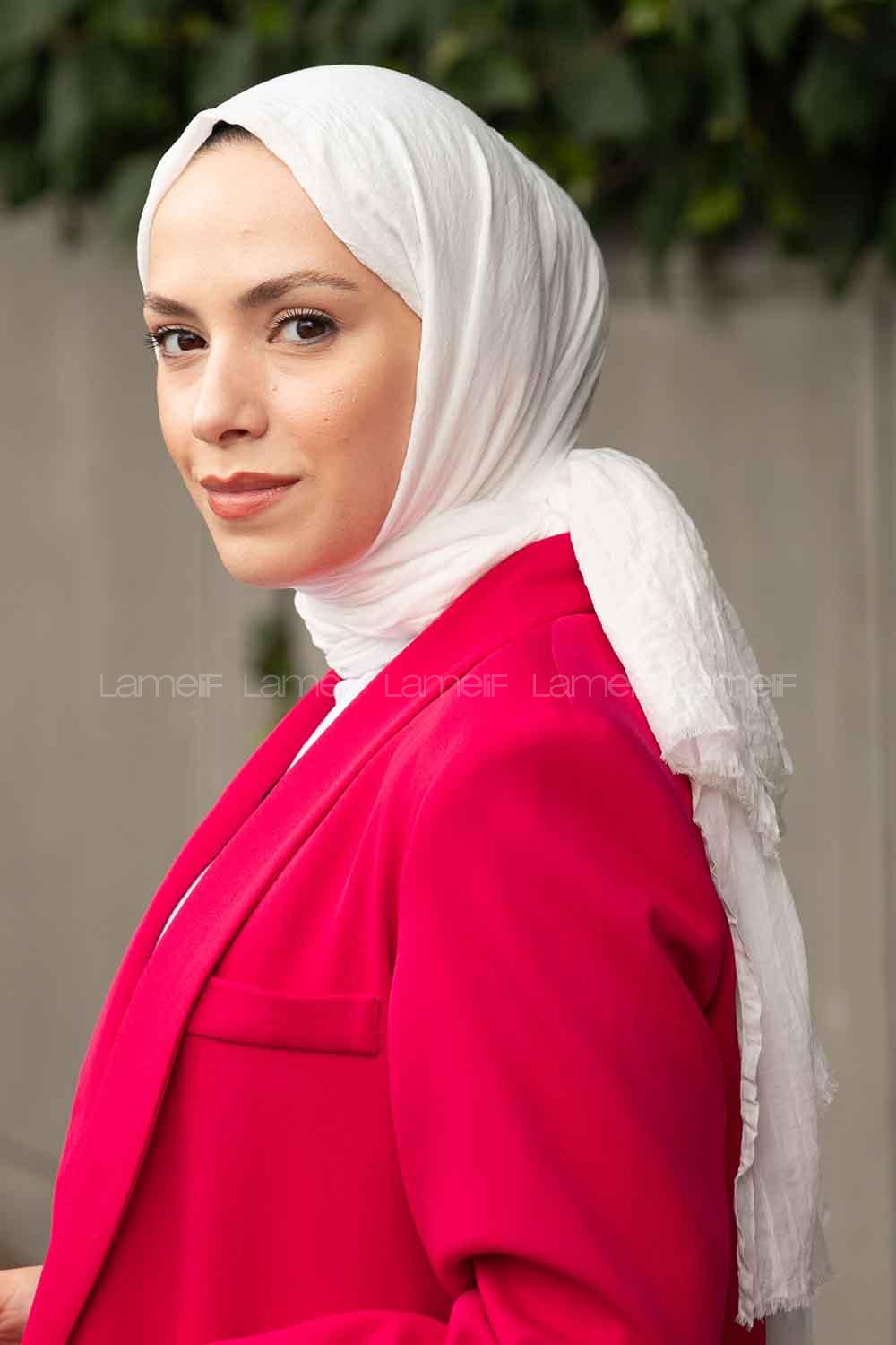 Off White Cotton Fabric Viscose Fabric Straight Shawl