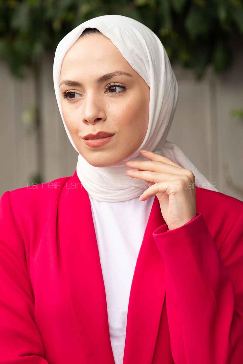 Off White Cotton Fabric Viscose Fabric Straight Shawl