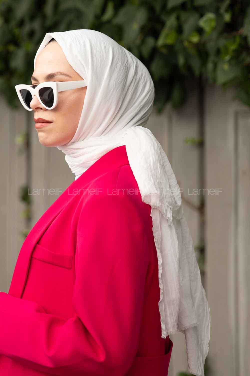 Off White Cotton Fabric Viscose Fabric Straight Shawl