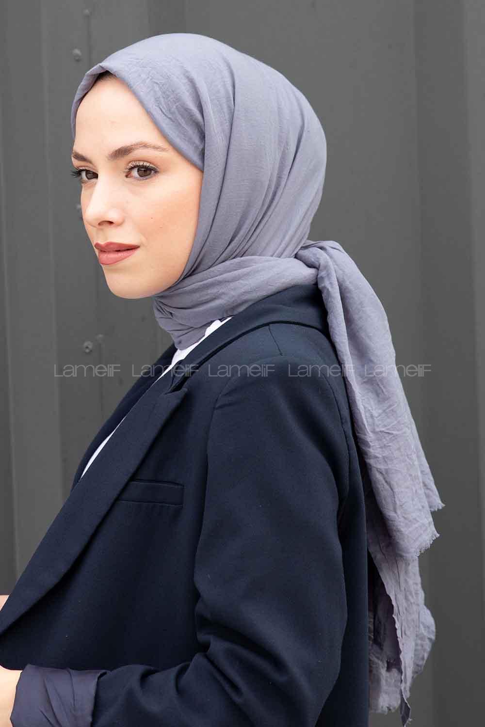 Lamelif Soft Touch Şal Koyu Gri