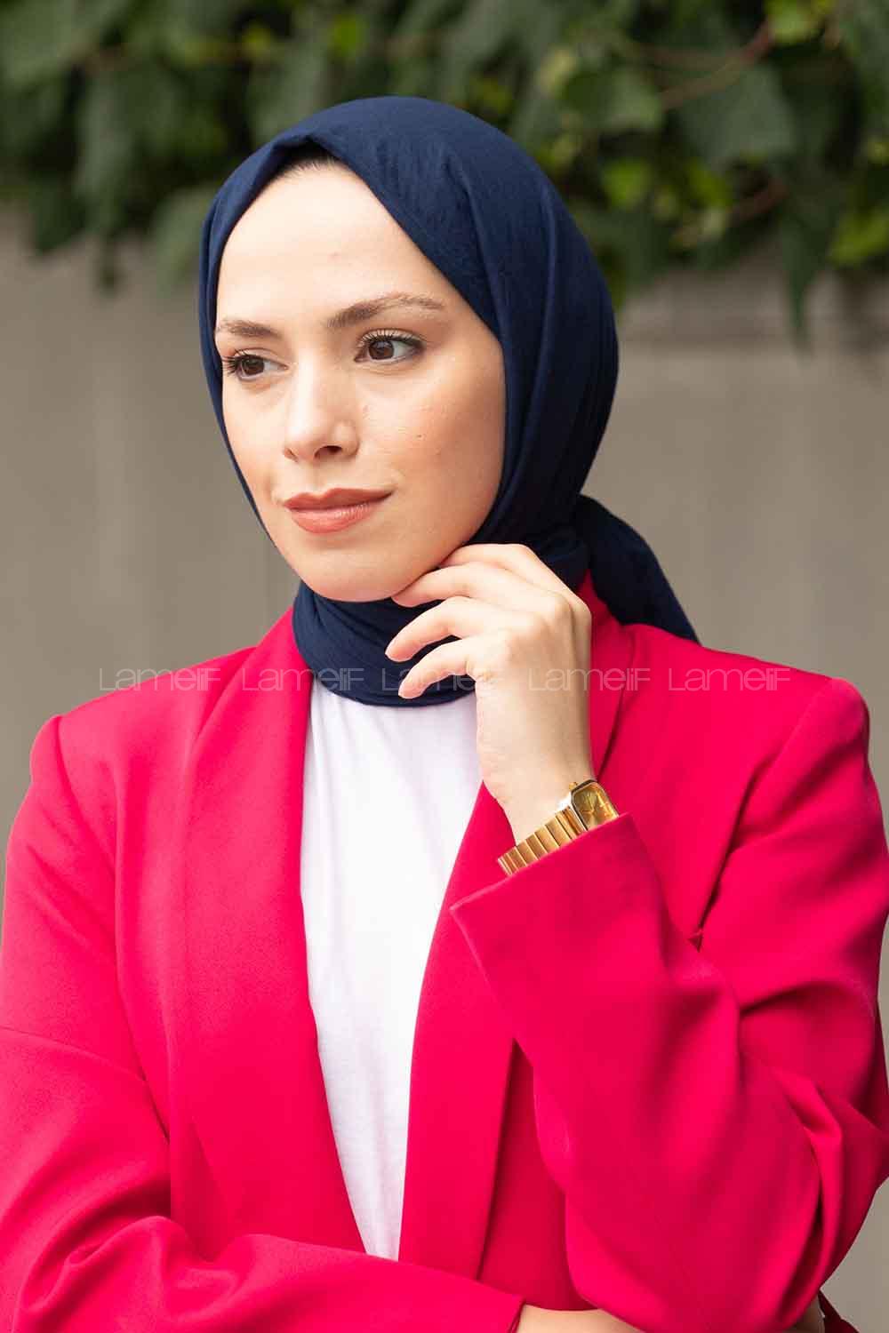 Navy Blue Cotton Fabric Viscose Fabric Straight Shawl