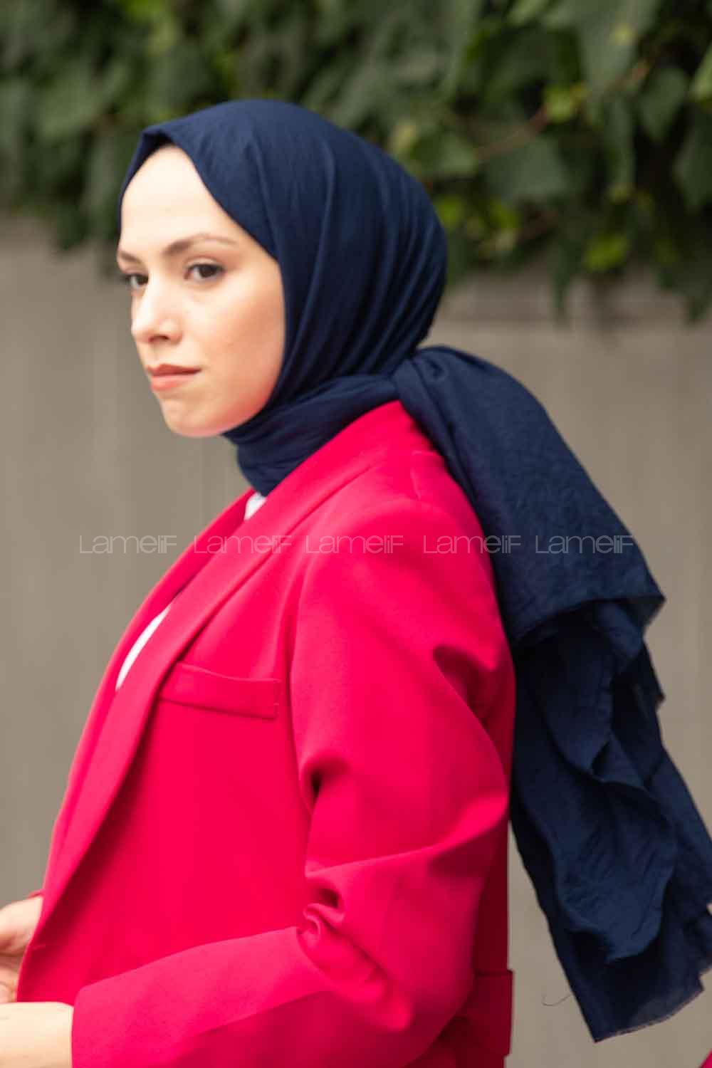 Navy Blue Cotton Fabric Viscose Fabric Straight Shawl