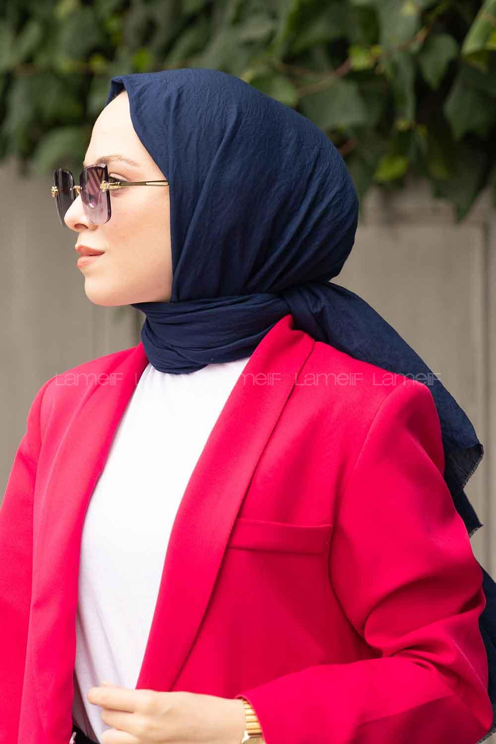 Navy Blue Cotton Fabric Viscose Fabric Straight Shawl