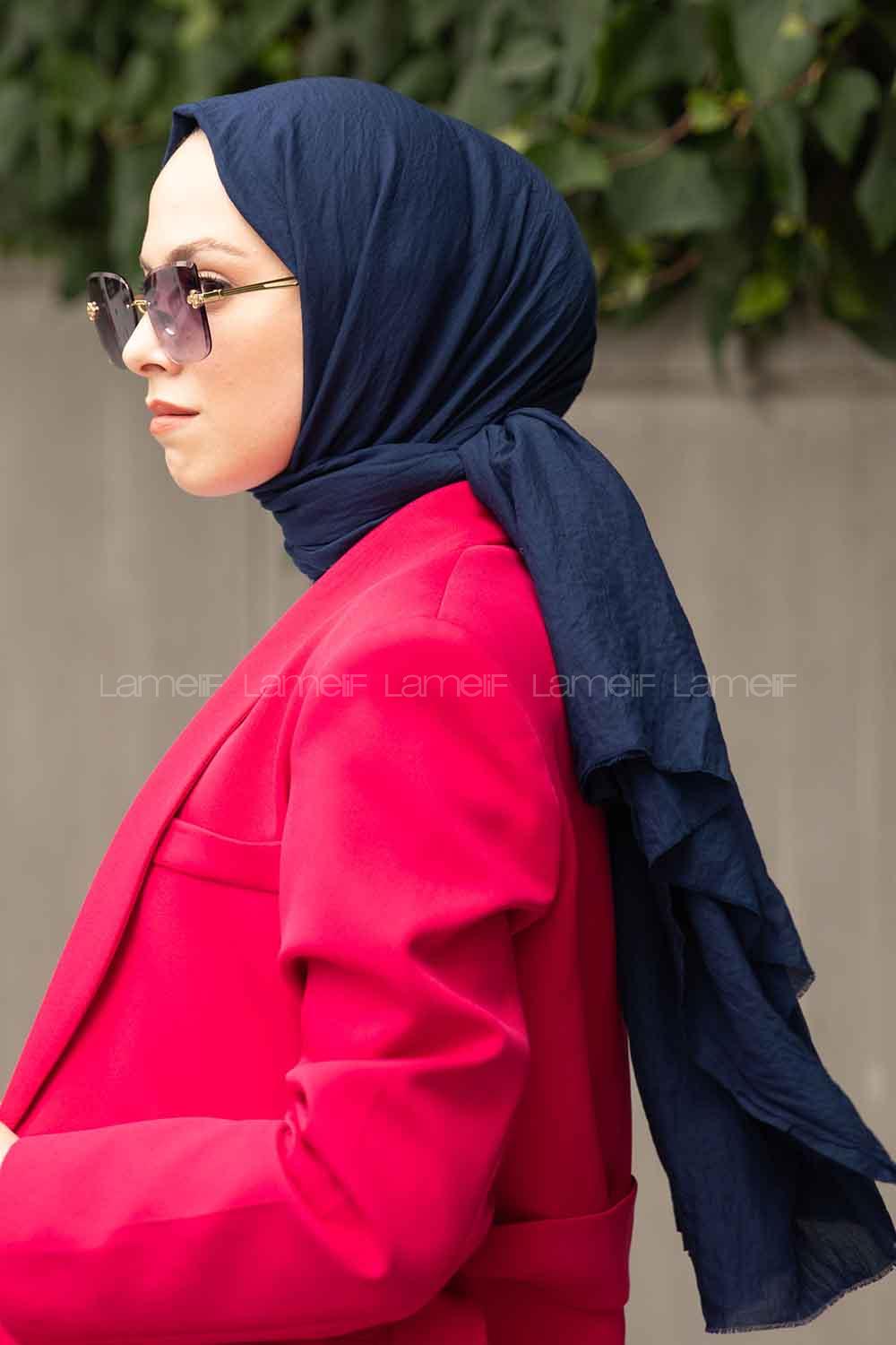 Navy Blue Cotton Fabric Viscose Fabric Straight Shawl