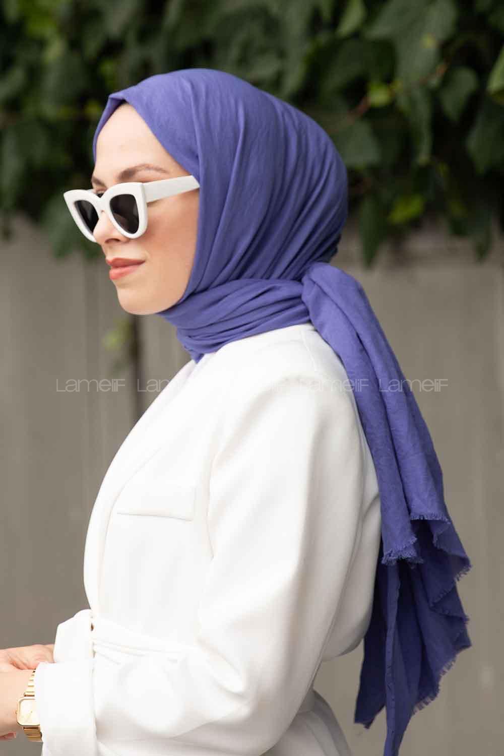 Blue Cotton Fabric Viscose Fabric Straight Shawl