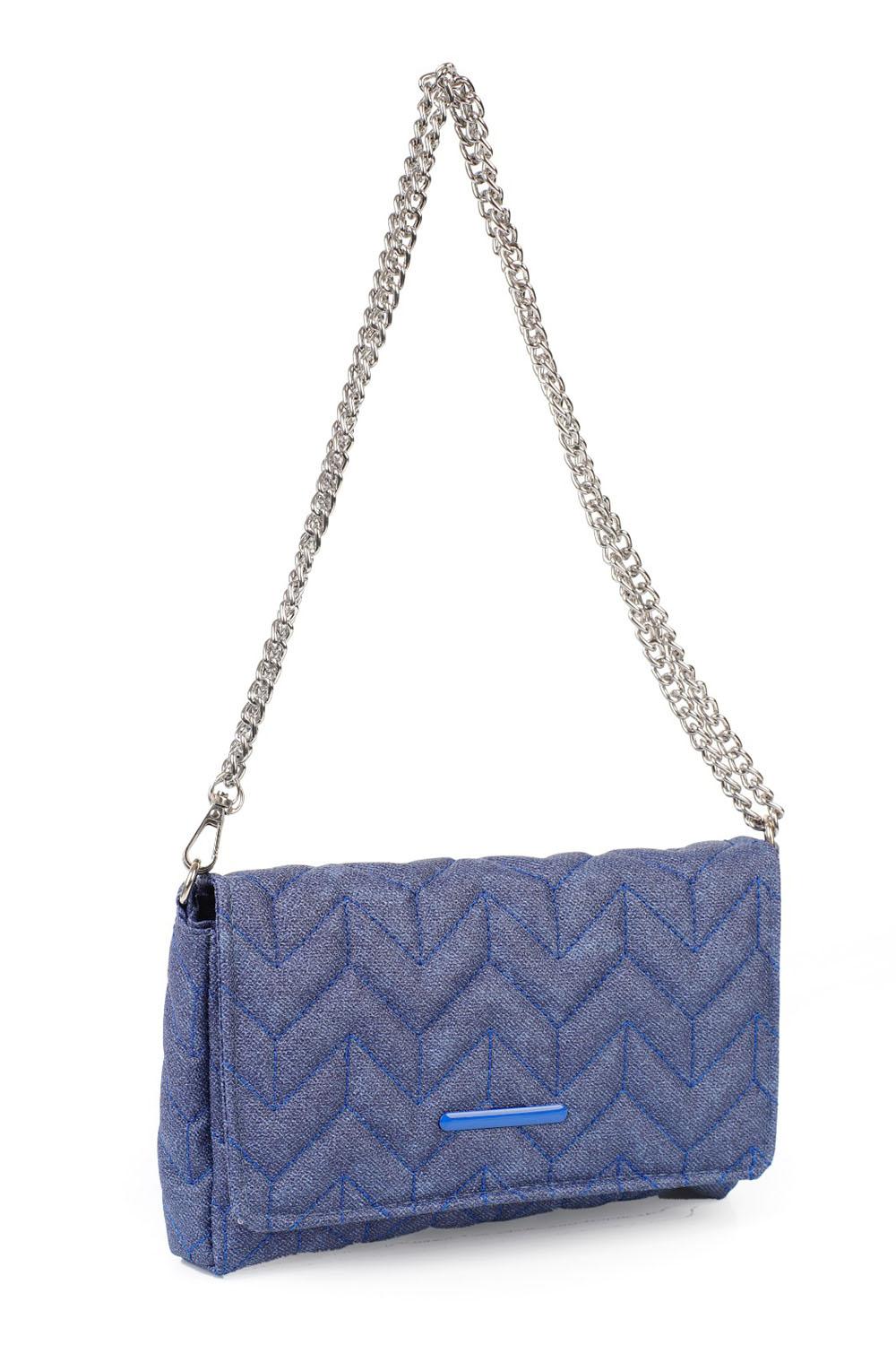 Lamelif Kapaklı Ve Çapraz Askılı Kapitone Kadın Çanta Bebe Mavisi