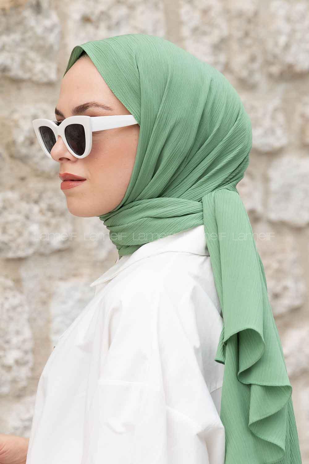 Lamelif Krinkıl Şal Mint Yeşili