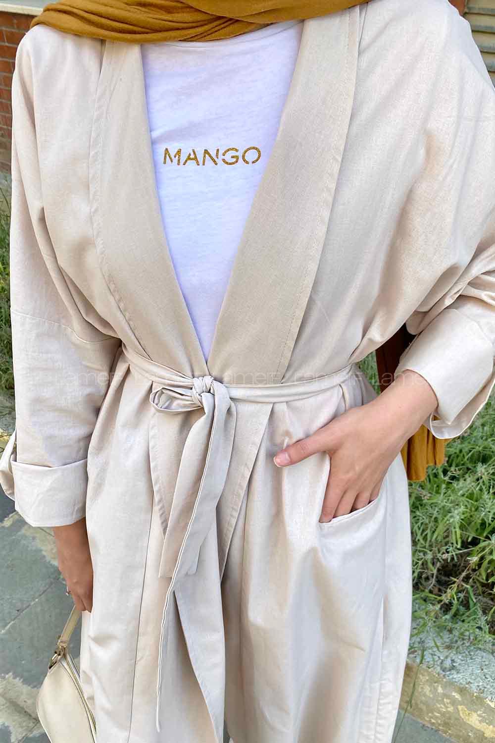 Stone Scarf Neck Long Arm Linen Viscose Fabric Comfortable Suit