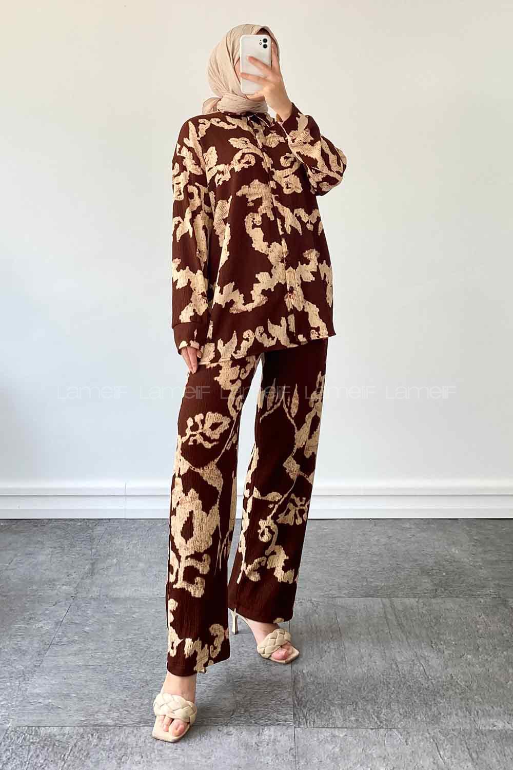 Bitter Brown Shirt Collar Long Arm Without Accessories Cotton Regular Trousers Comfortable Suit