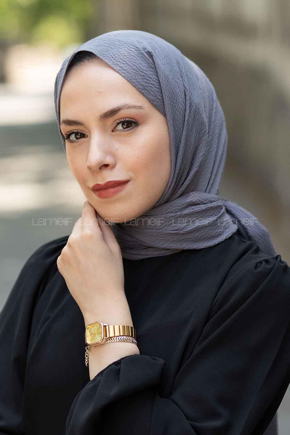 Lamelif Mio Caz Şal Koyu Gri