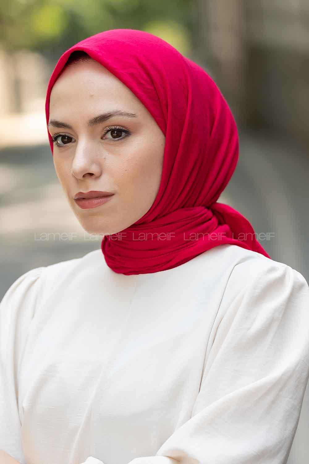 Fuchsia Cotton Fabric Straight Scarf