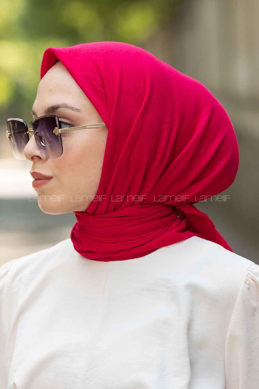 Fuchsia Cotton Fabric Straight Scarf