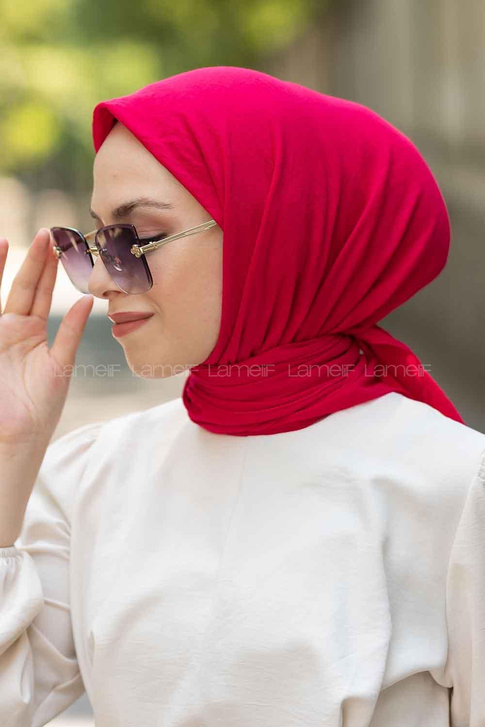 Fuchsia Cotton Fabric Straight Scarf