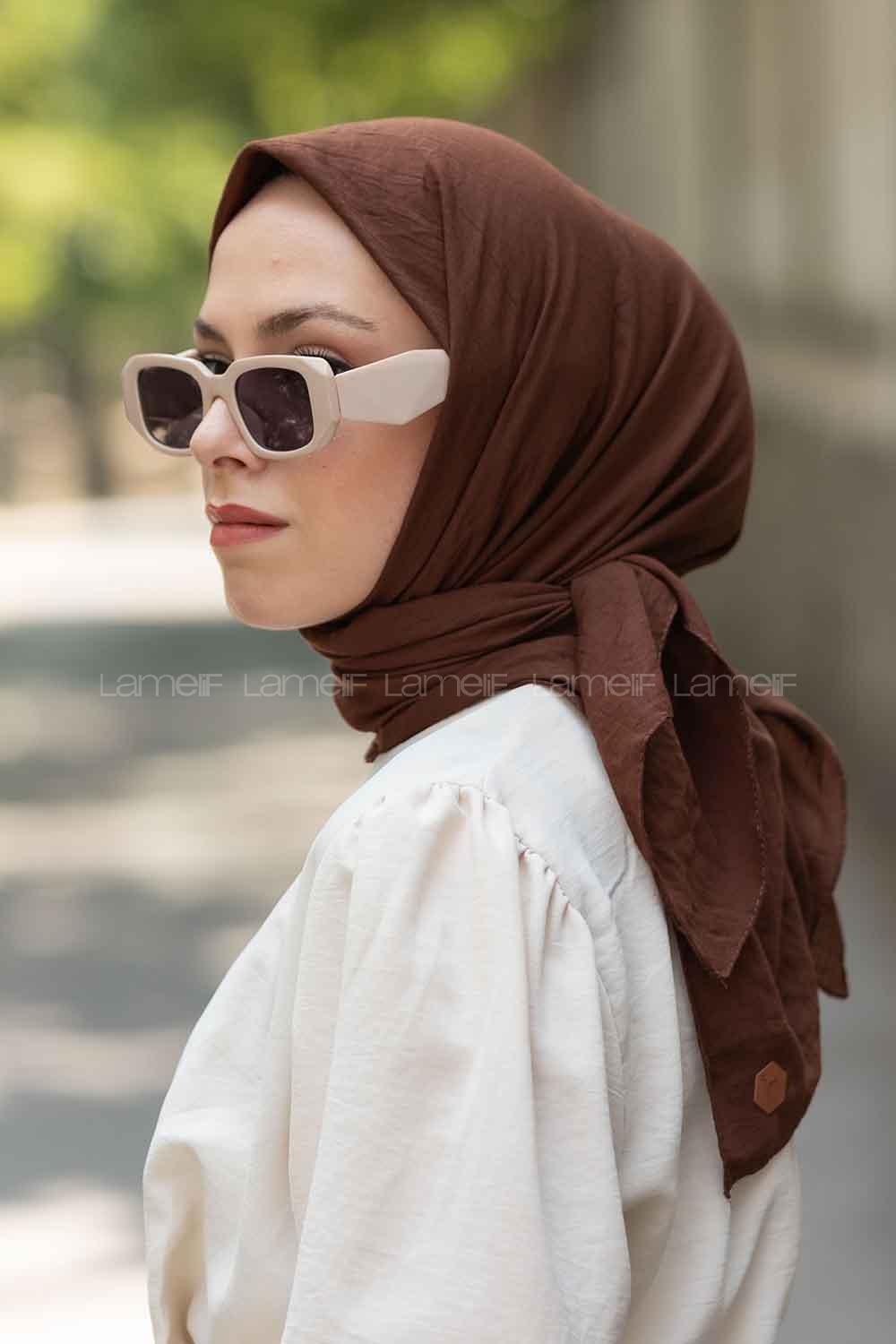 Lamelif Soft Touch Eşarp Kahverengi
