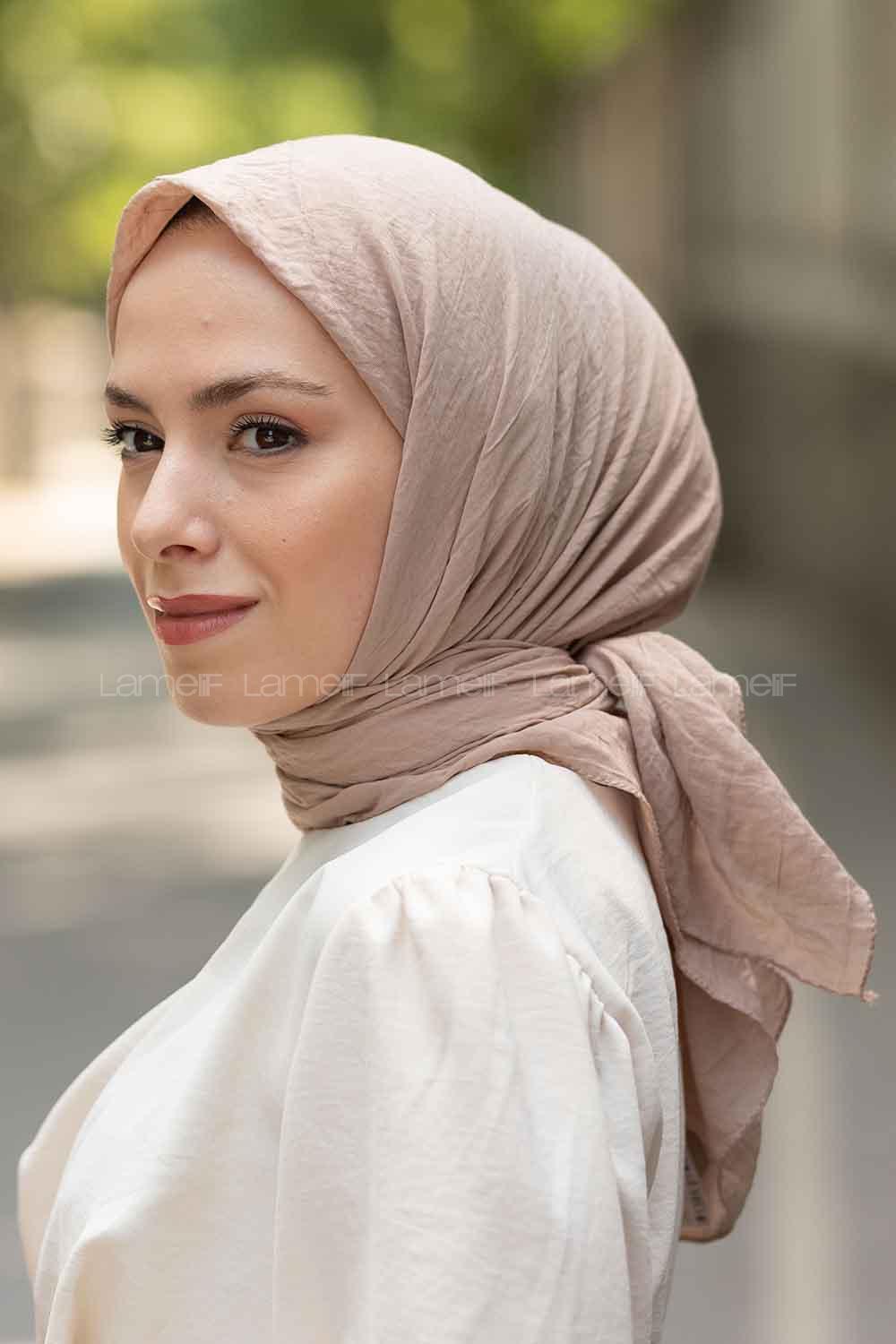 Lamelif Comfort Pamuk Eşarp Açık Vizon