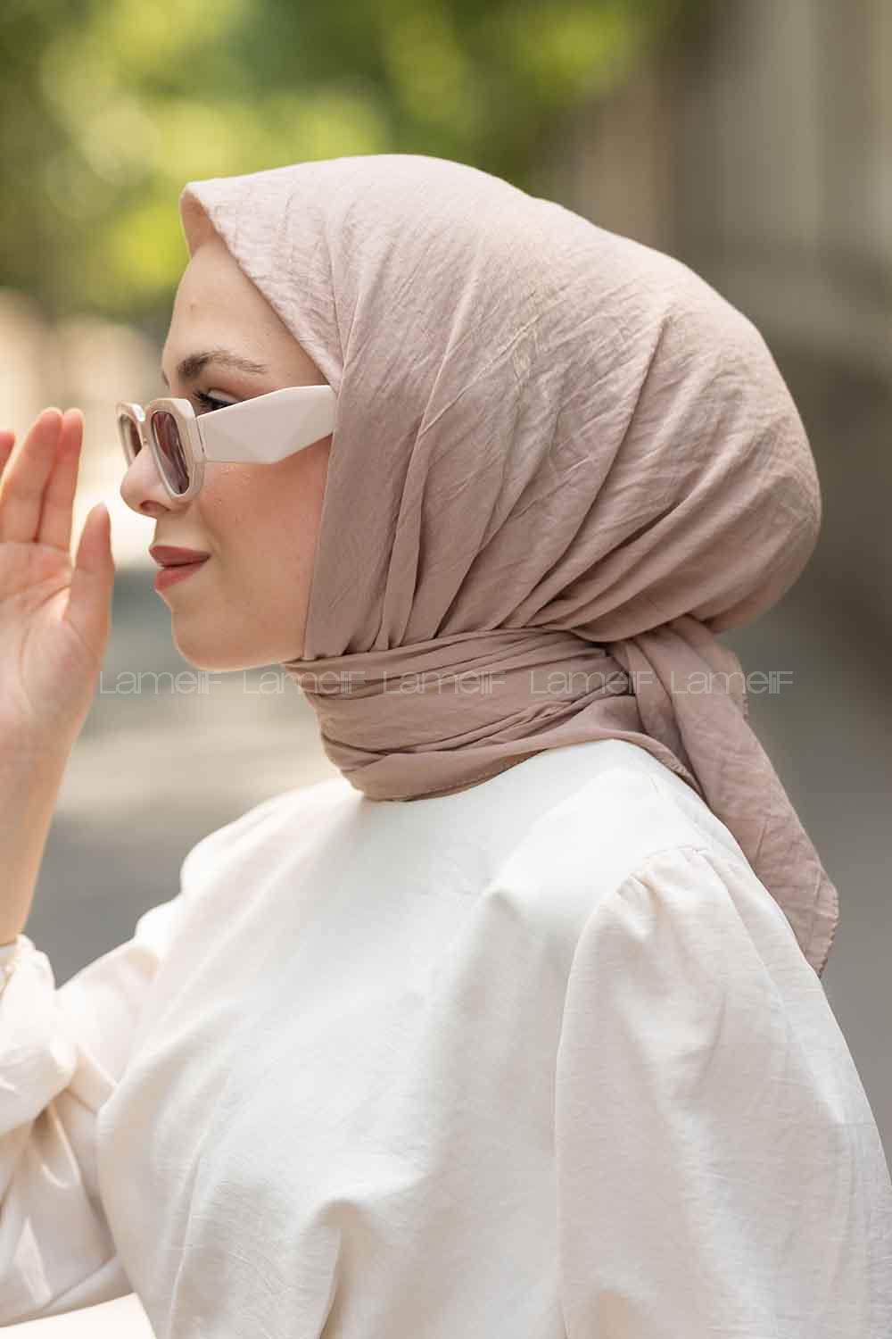 Lamelif Comfort Pamuk Eşarp Açık Vizon