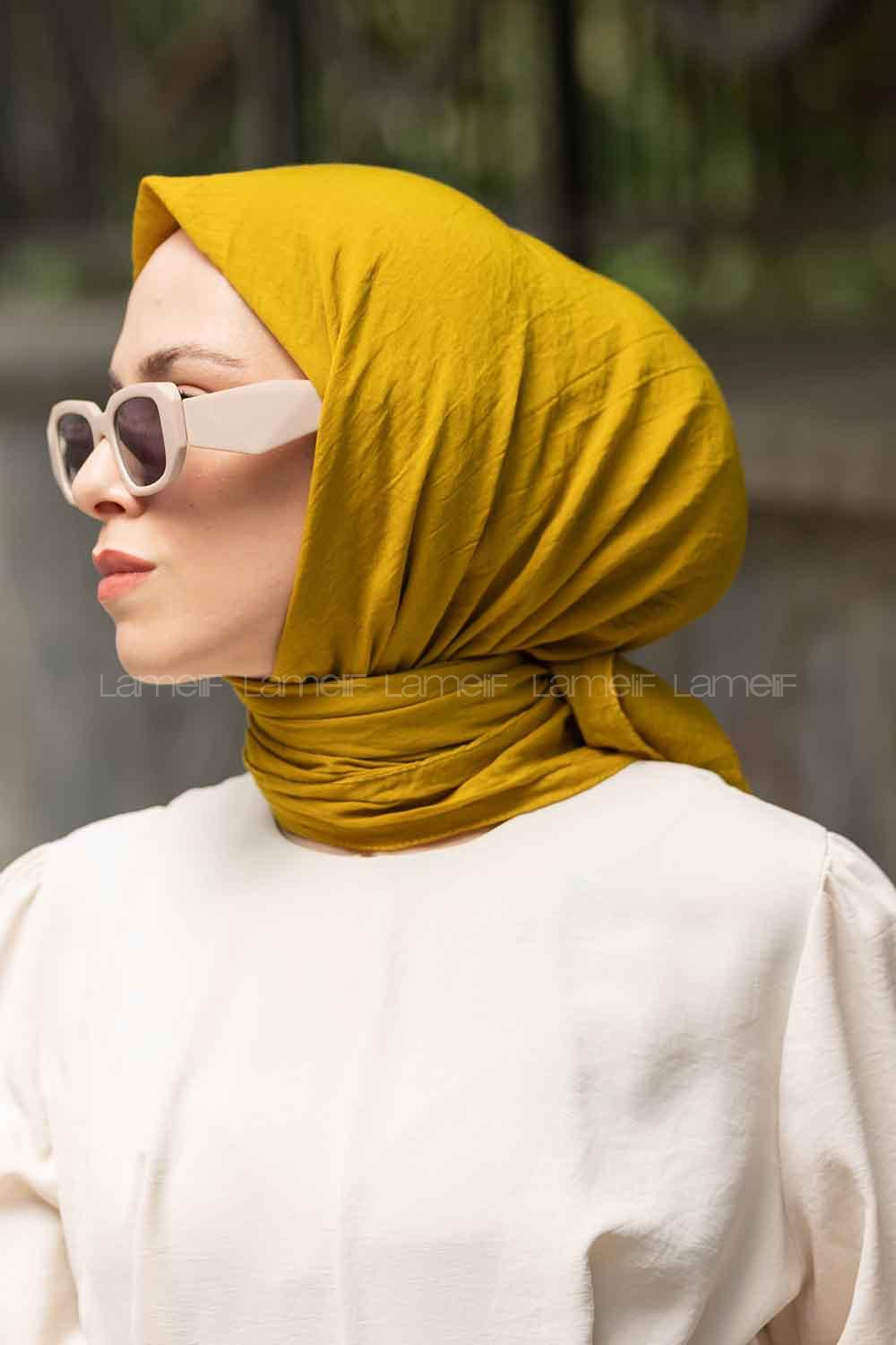 Oil Green Cotton Fabric Straight Scarf